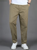 Simple Casual Slim Fit Casual Elastic Waist Cargo Trousers for Men