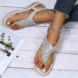 Women's Rhinestone Flat Bottom Cozy Beach Sandals