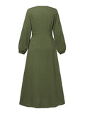 Muslim Vintage Women's High-Rise Button Up Dress