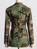 Women's Camouflage Print Tie-Waist Long Sleeve Coat
