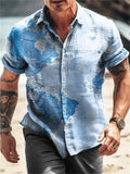 Men's Casual Printed Relaxed Fit Short Sleeve Beach Shirt
