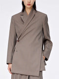 Long Sleeve Stripe Asymmetric Hem Suit Coat for Women