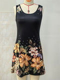Women's Summer Round Neck Floral Printed Sleeveless Tank Dress