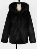 Men's Cool Trendy Hooded Black Faux Fur Coat