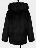 Men's Cool Trendy Hooded Black Faux Fur Coat