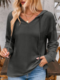 Women's Solid Color Stripe Casual Knitted Hoodie