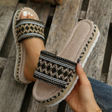 Women's Ethnic Style Thick Sole Woven Holiday Slippers