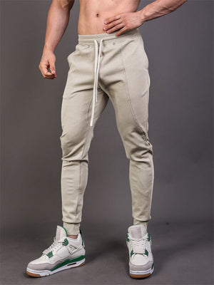 Autumn Solid Color Stretchy Elastic Waist Joggers for Men