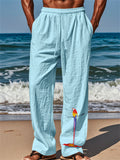 Mens' Parrot Print Elastic Waist Drawstring Wide Leg Pants