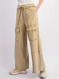 Women's High Waist Casual Pockets Cargo Wide Leg Pants