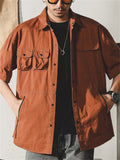 Men's Cool Multi Pockets Button Up Cargo Shirts