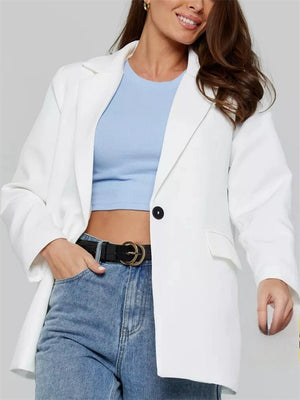 Women's Autumn Solid Color Single Breasted Suit Collar Jacket