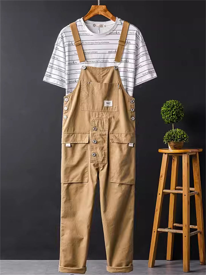 Men's Multi-Pockets Cotton Cargo Overalls