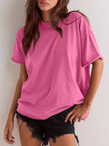Women's Summer Casual Solid Color Round Neck Short Sleeve T-Shirt