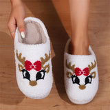 Christmas Little Deer Plush Lining Couple Home Slippers