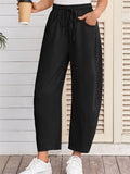Women's Solid Color Casual Drawstring Cropped Sweatpants