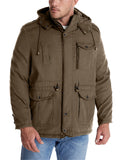 ‌Men's Hooded Military Style Outdoor Thermal Lined Coat with Multiple Pockets‌