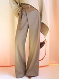 Women's Asymmetric Contrast Color High-Rise Wide Leg Straight Pants