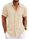 Men's Relaxed Fit Short Sleeve Lapel Button Summer Shirt