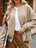 Women's Autumn Trendy Solid Color Texture Polo Collar Long Sleeve Coats