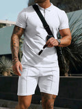 Sporty Short Sleeved Polo Collar Outfits for Men