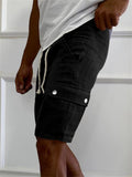 Men's Summer Casual Elastic Waist Patch Pocket Cargo Shorts
