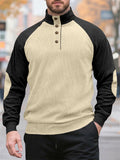 Men's Autumn Color Block Corduroy Pullover Long Sleeve Sweatshirts