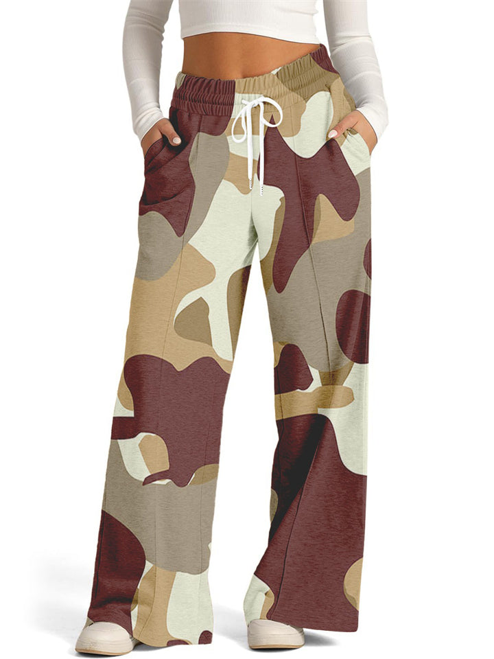 Women's Casual Loose Camouflage Print Drawstring Pants