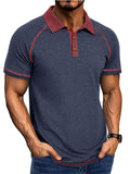 Men's Summer Contrast Color Lapel Polo Shirts