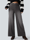 Women's Vintage Mid Waist Wide Leg Jeans Slimming Denim Pants