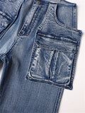 Female Multi-Pocket Loose Fit Cargo Denim Jeans