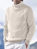 Men's Fashion High Neck Long Sleeve Ribbed Knit Tops