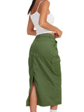 Women's Summer Back Slit Mid Length Fashion Denim Skirt