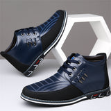 Men's Faux Leather Casual High Top Lace Up Flats Shoes