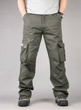 Men Ripstop Cargo Pants Multi Pocket Loose Fit Hiking Work Trousers
