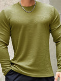 Men's Autumn Winter Long Sleeve Ribbed Knit Shirt Casual Daily Wear