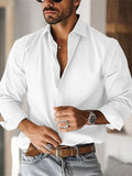 Men's Casual Long Sleeve Lapel Button Up Dress Shirts
