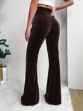 Women's Stylish Elastic Waist Corduroy Flared Pants