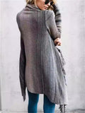 Women's Casual Contrast Color Striped Fringe Cardigan Sweaters