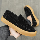 Men's Solid Color Suede Slip Ons Loafers Flats Shoes