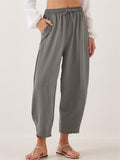 Women's Casual Summer Pleated Mid-waist Drawstring Cropped Pants