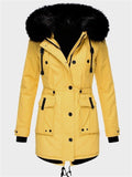 Women's Parka Thickened Coat with Faux Fur Hood