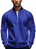 Men's Spring Contrast Color Baseball Collar Zip Jacket Coat