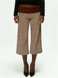Women's Summer High Waist Fold Over Wide Leg Cropped Gaucho Pants
