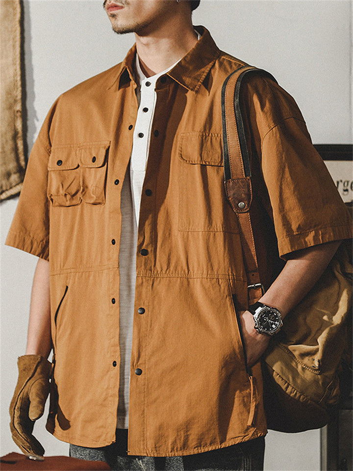 Men's Cool Multi Pockets Button Up Cargo Shirts