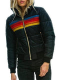 Female Casual Hooded Contrast Color Short Padded Jacket