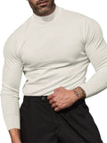 Men's Autumn Solid Color Semi High Neck Long-sleeve Undershirts
