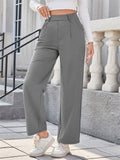 Women's Solid Color Casual Straight Suit Pants
