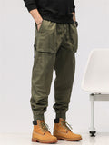 Male Thin Relaxed Fit Ankle-tied Cargo Pants