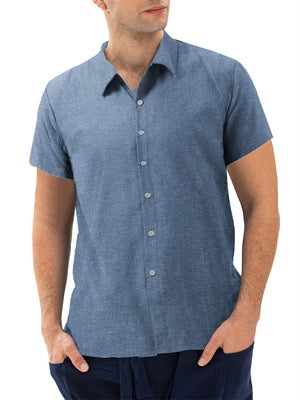 Men's Classic Leisure Short Sleeve Lapel Button Shirt in Summer